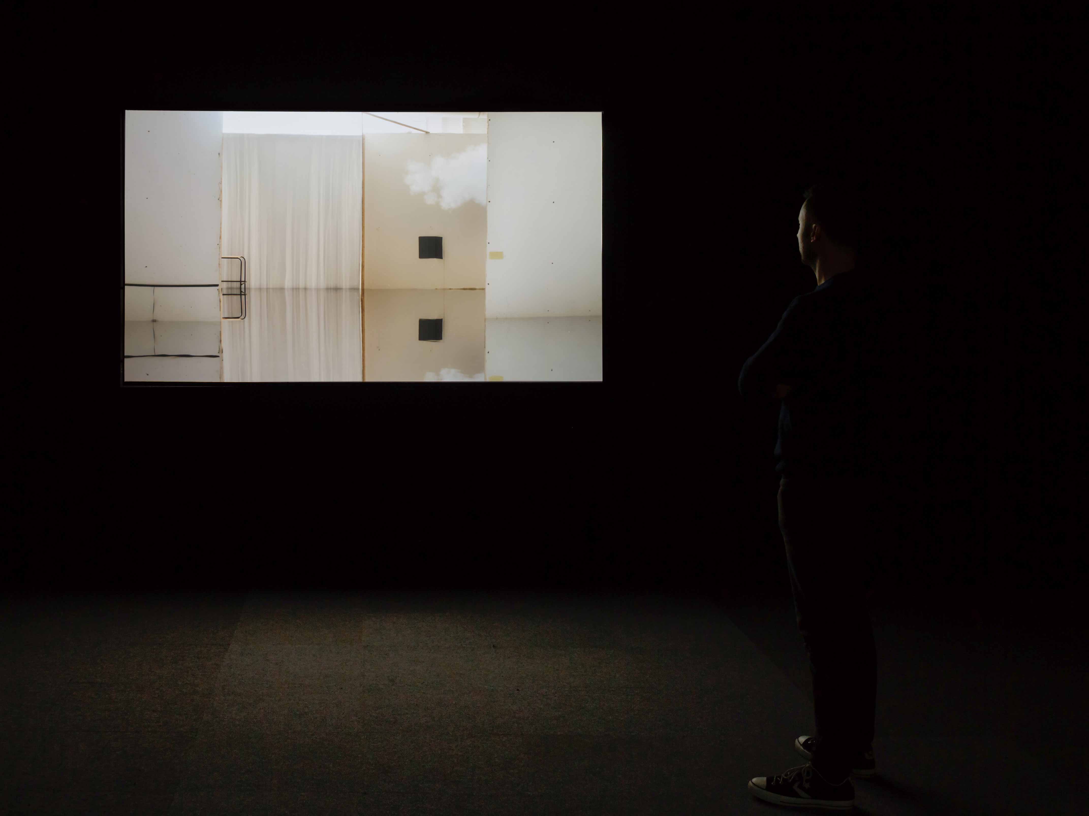 Ailbhe Ní Bhriain 'Reports to an Academy' four channel installation, video & cgi composite, colour, sound, looped, 2015; installation view at The Royal Hibernian Academy, Dublin, Ireland, curated by Patrick T. Murphy, photograph by Mike Hannon