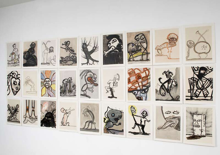 Ansel Krut: installation (detail) of a selection of drawings from 'It could be suicide…'