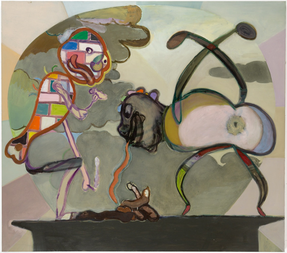 Ansel Krut 'Turd Eaters on a Flatcar' oil on canvas, 2004 (166×188cm/65.5"×74") photo by Andy Keate, courtesy domobaal (private collection, London)