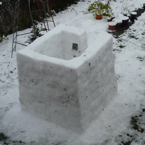 David Gates 'Snow Hut' snow, ice, found image, 100&times;100&times;100cm (approx) January 2013, guest curator: Paul Feigelfeld