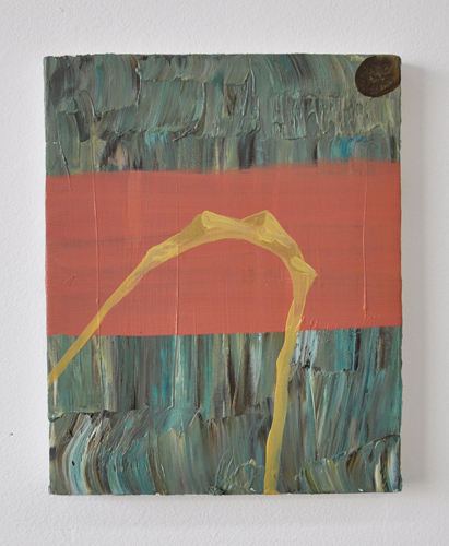 Damien Flood 'Catch' oil on cotton, 24×18cm, 2013