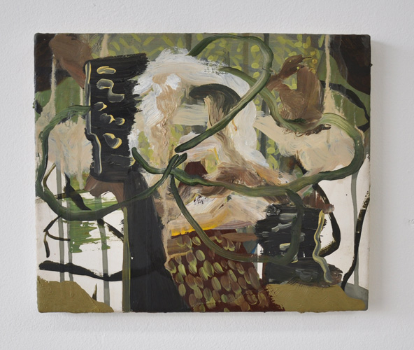 Damien Flood 'Clutch' oil on half oil ground on cotton, 25×30cm, 2013