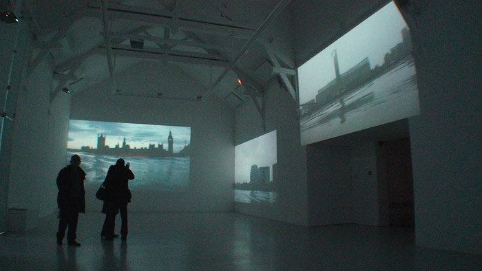 Marcel Dinahet: 'Fleuve (La Thamise: Westminster, City, Tate Modern)  (installation view at la cri&eacute;e) 2009