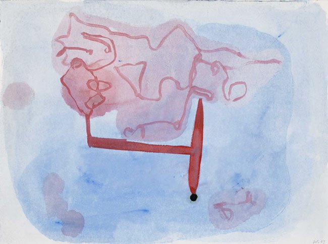 Walter Swennen 'Pink & Blue' ink on paper, 42&times;56cm (16.5"&times;22") 2008