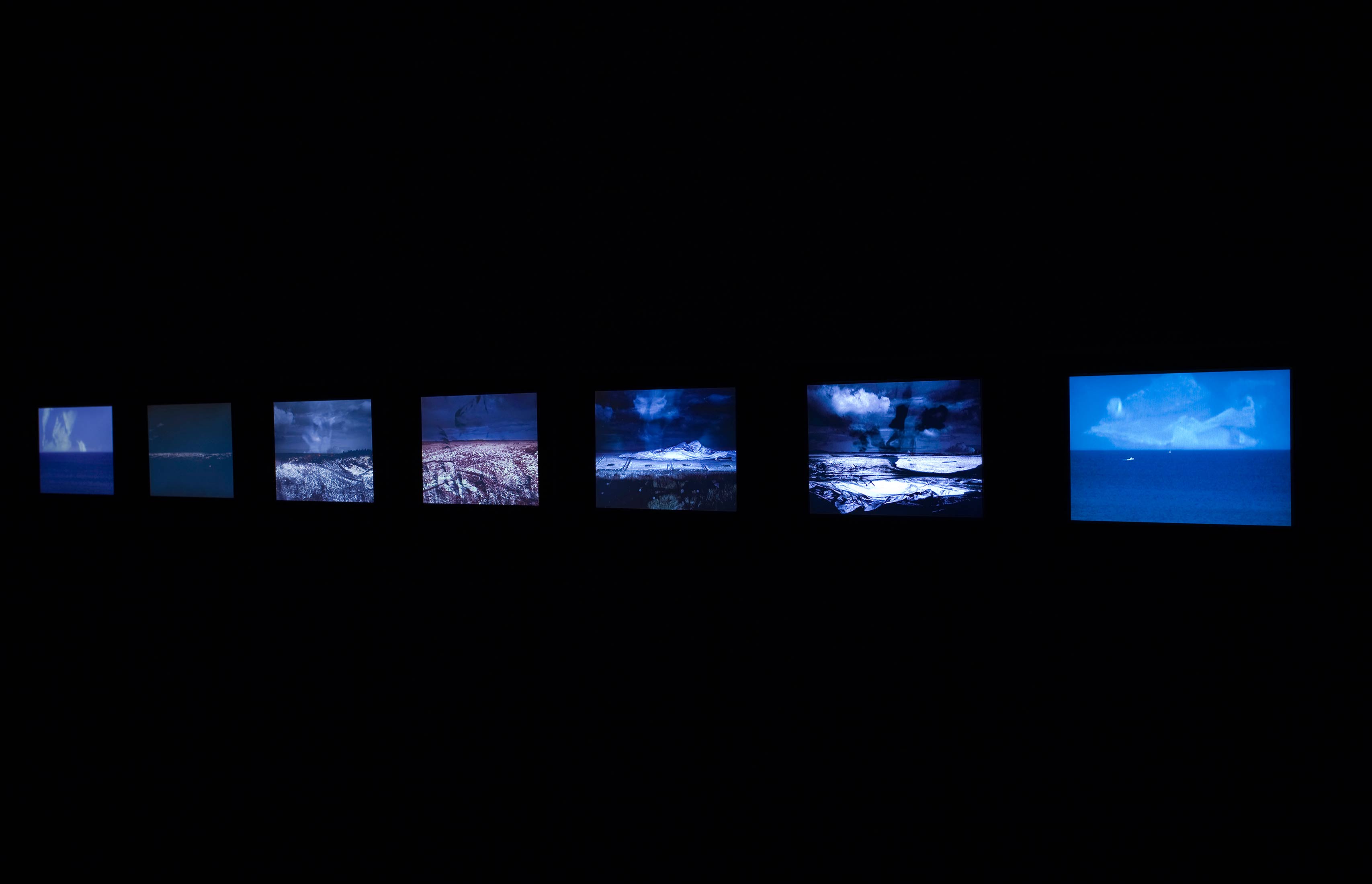 Ailbhe Ní Bhriain 'Palimpsest' seven screen installation, video, colour, silent, looped; installation view at The Butler Gallery, Kilkenny, Ireland, curated by Anna O'Sullivan, 2008, photography by Denis Mortell.