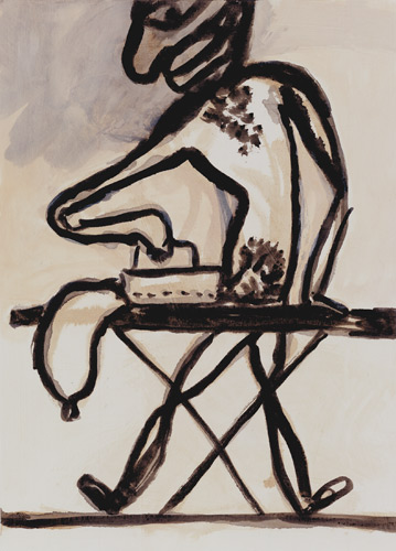 Ansel Krut 'Man Ironing his Cock' ink on paper (38×29cm/15"×11.4") 2004, photo by Andy Keate, courtesy domobaal (private collection, London)