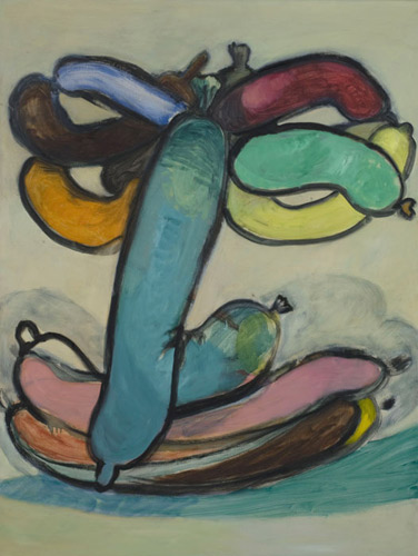 Ansel Krut's painting 'Self–Portrait in Bendy Balloons' oil on canvas (120 x 90cm/47" x 35.5") 2007