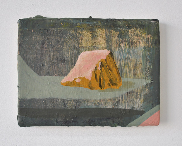 Damien Flood 'Cliff' oil on half oil ground on cotton, 18×24cm, 2013