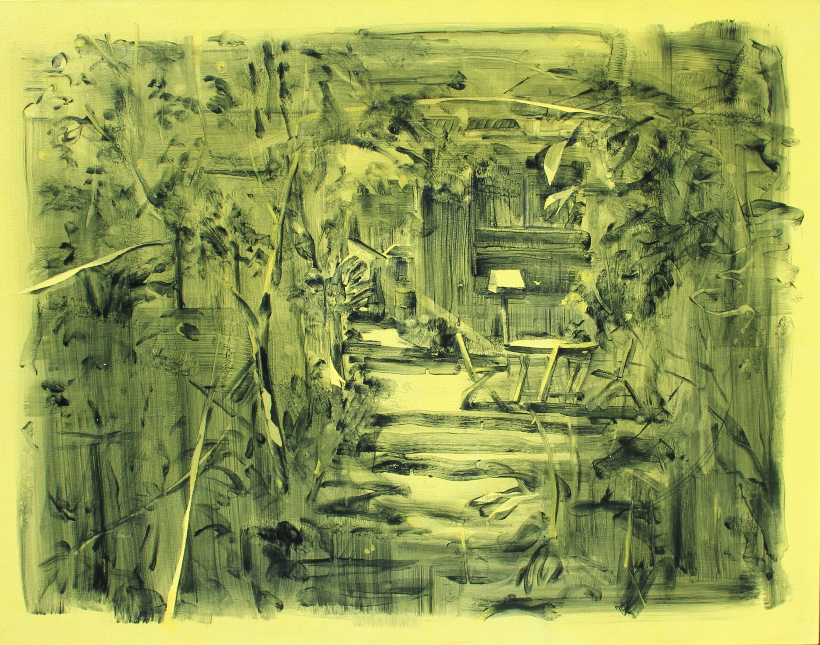 Graham Crowley 'Bird Table' oil on canvas 50×70cm, 2024