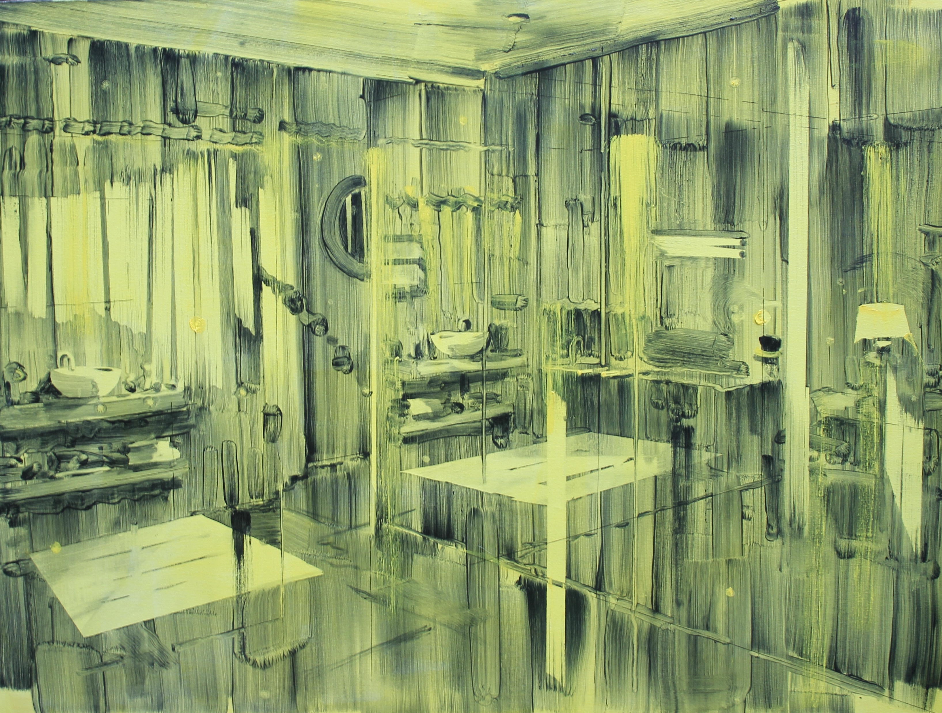 Graham Crowley 'Room 601 (The Smoke Detector)' oil on canvas 90×120cm, 2024