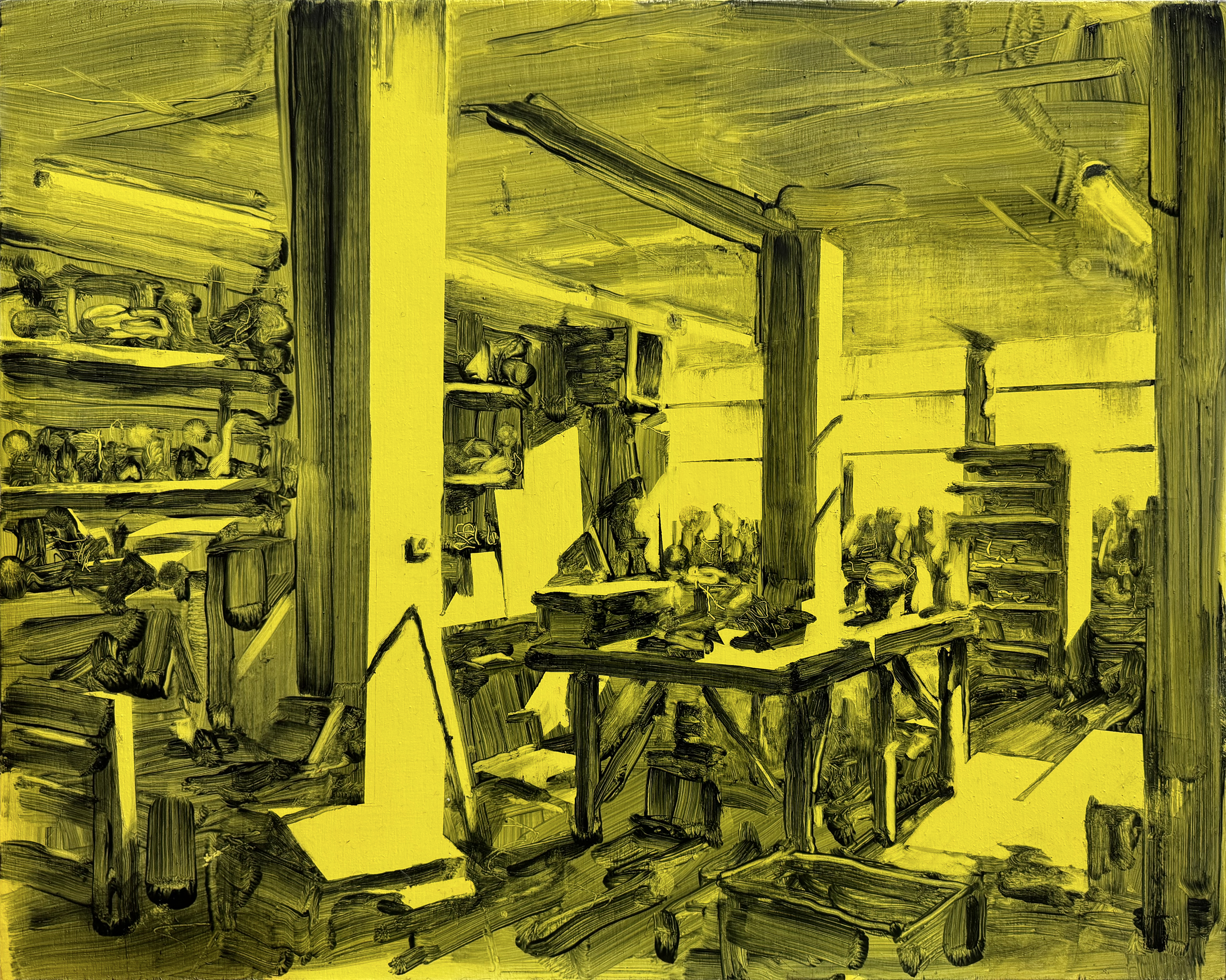 Graham Crowley 'Workshop: Hastings 8' oil on board, 40×50cm, 2023