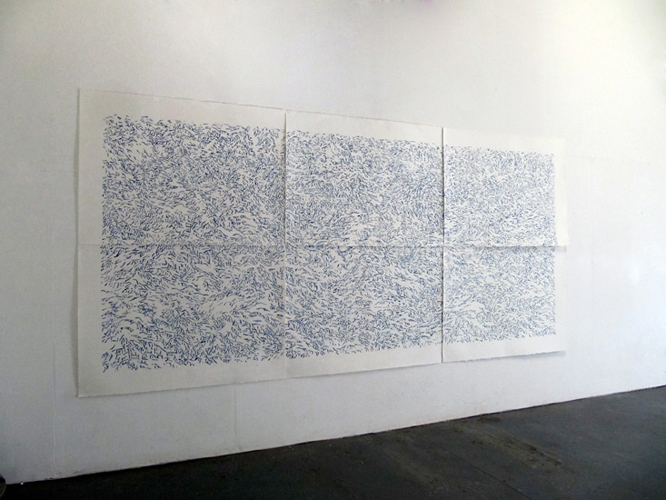 Jeffrey TY Lee 'Untitled' 2012, ink and wax on six sheets of paper, each: 77×108cm, all: 216×324cm
