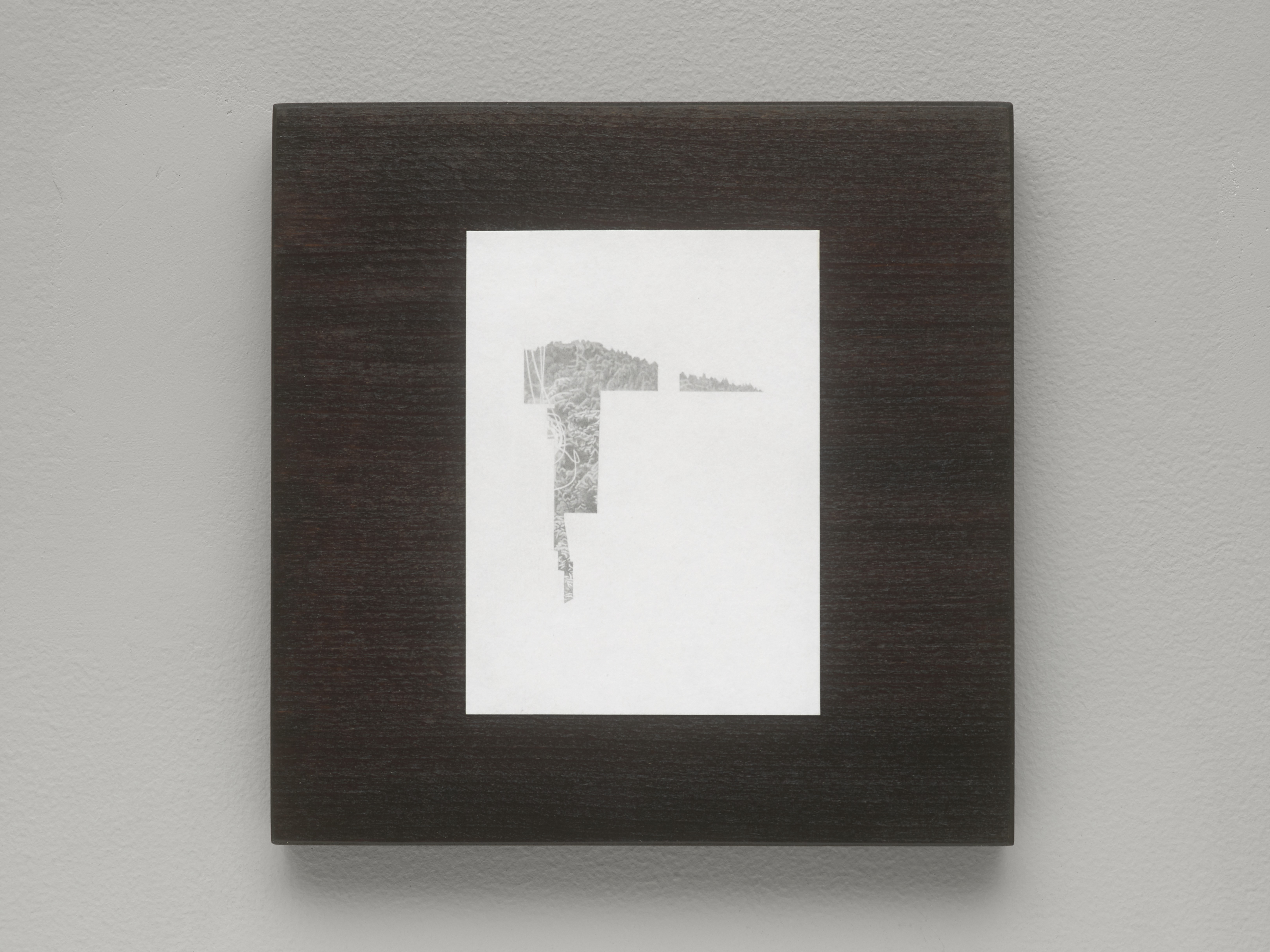 Lee Edwards 'I was winding you up' 14×10.5cm graphite on paper, 2025, mounted on mahogany stained beech, 22×22cm, photo by Andy Keate