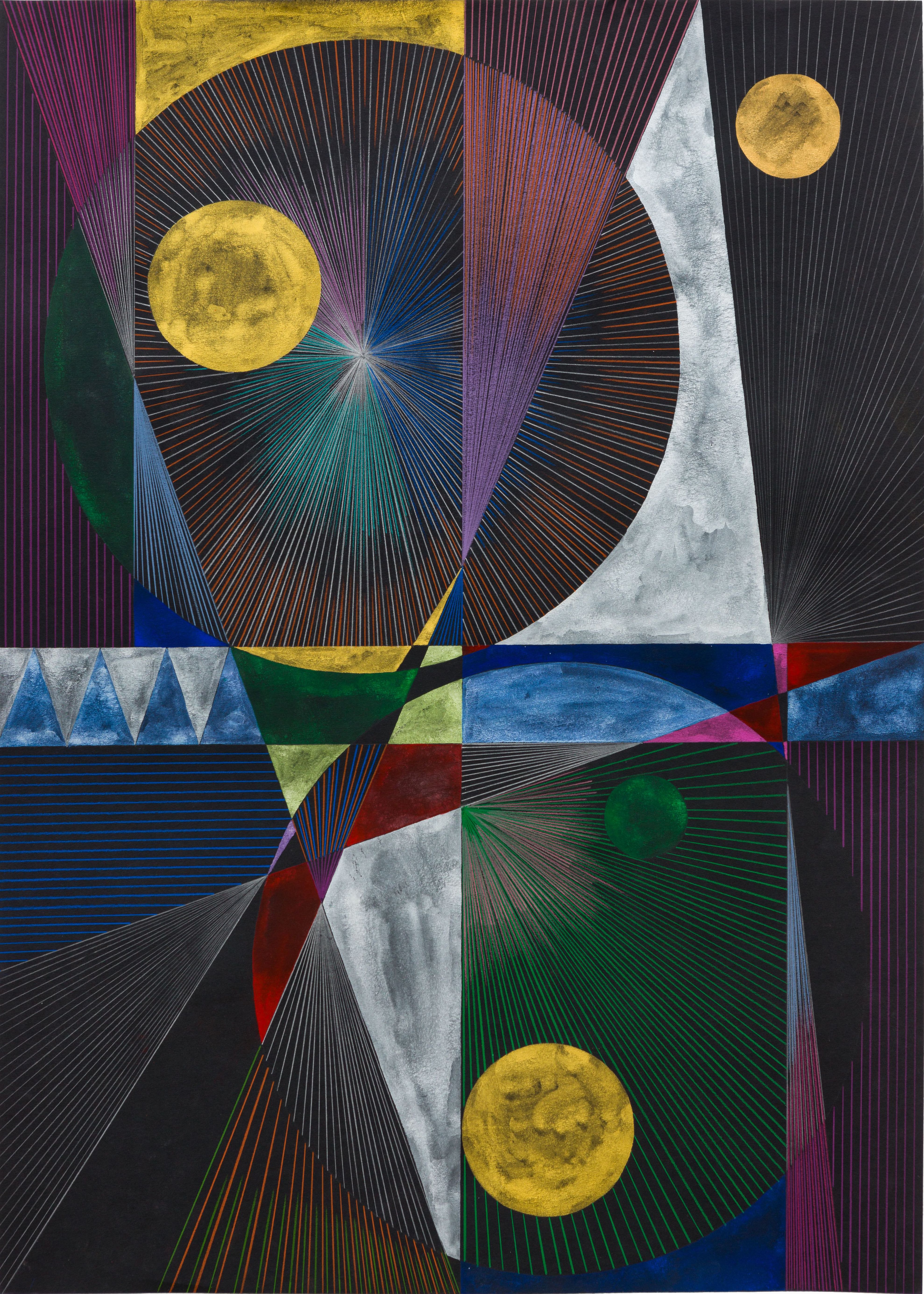 Lothar Götz 'The Four Seasons' image: 'Untitled' pencil, colour pencil and watercolour on paper, paper size: 105×75cm, 2022, photograph by Michael Franke