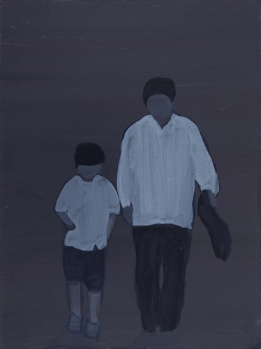 Miho Sato 'Walking' acrylic on board, 2006