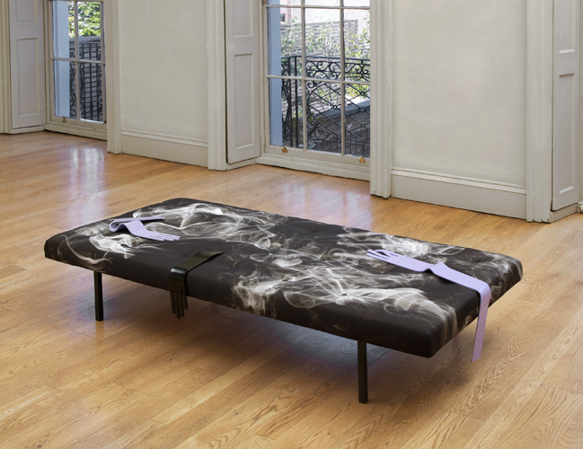 Rachel Adams 'Long Reach 2' day bed, 35×90×200 cm, digital printed fabric, foam, perspex, wood, metal, 2014, photography by Andy Keate