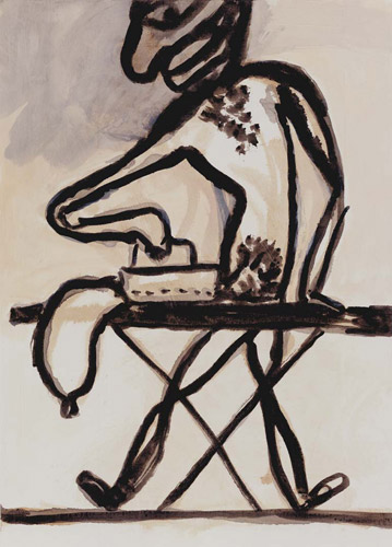 Ansel Krut 'Man Ironing his Cock' ink on paper (38×29 cm/15"×11.4") 2004.