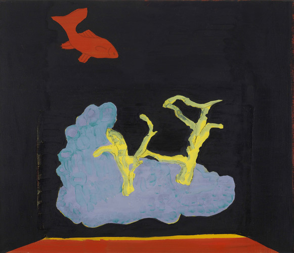 Walter Swennen 'Untitled (One Fish)' (60×70cm/23.5×27.5in) oil on cotton, 2010; photo by Andy Keate